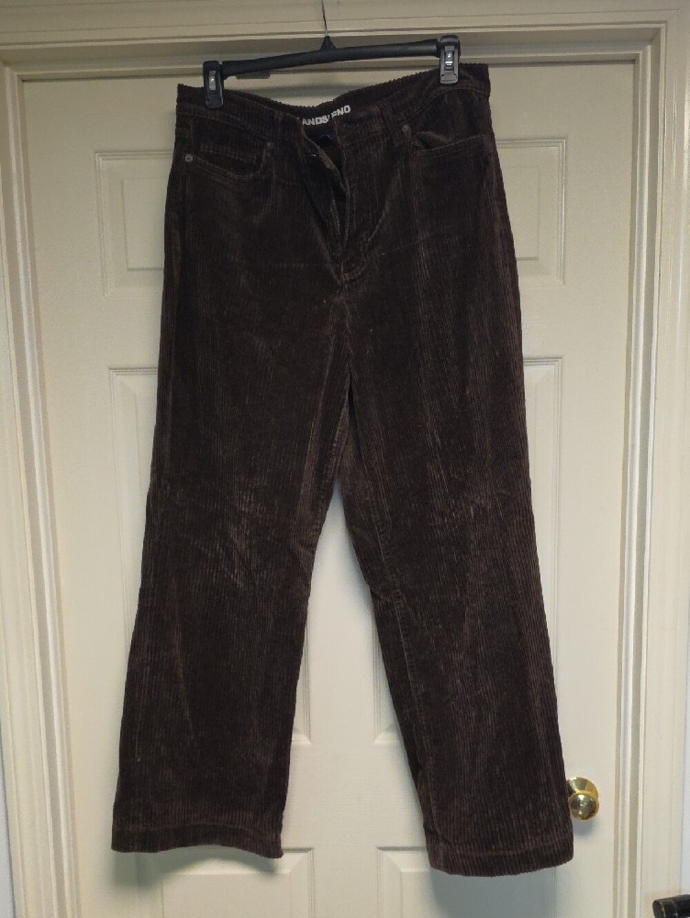 Lands' End Women's Corduroy Trousers in Cream and Dark Brown - Picture 3 of 8